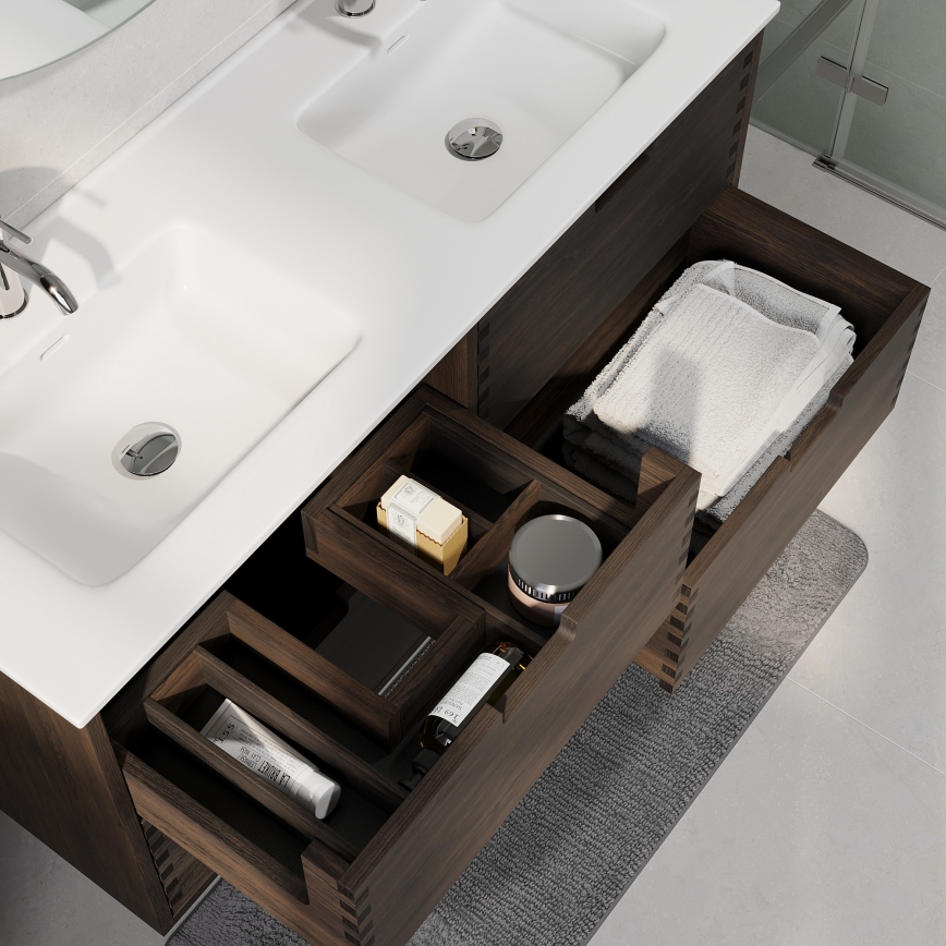 GRIBSKOV 120 cm bathroom vanity with basin, brown/oak/white