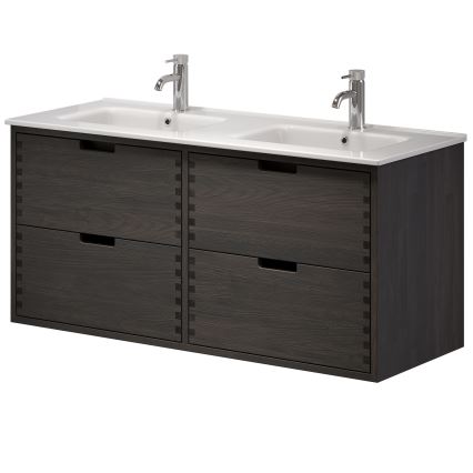 GRIBSKOV 120 cm bathroom vanity with basin, brown/oak/white