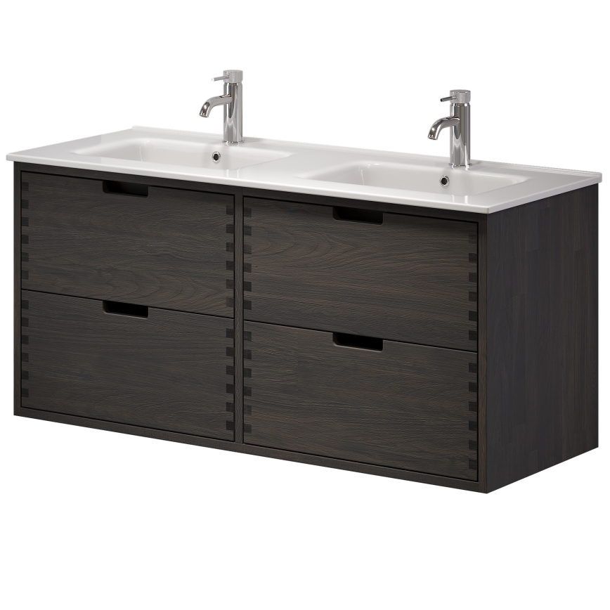 GRIBSKOV 120 cm bathroom vanity with basin, brown/oak/white