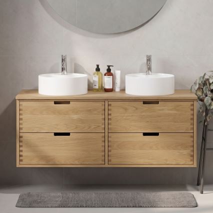 GRIBSKOV 120 cm Under‑Sink Bathroom Cabinet, Beige/Oak