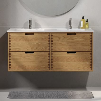 GRIBSKOV 120 cm Under‑Sink Bathroom Cabinet, Beige/Oak