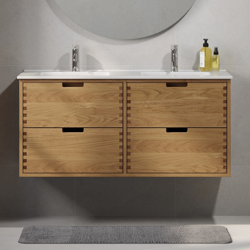 GRIBSKOV 120 cm Under‑Sink Bathroom Cabinet, Beige/Oak