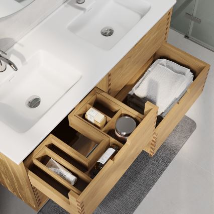 GRIBSKOV 120 cm Under‑Sink Bathroom Cabinet, Beige/Oak