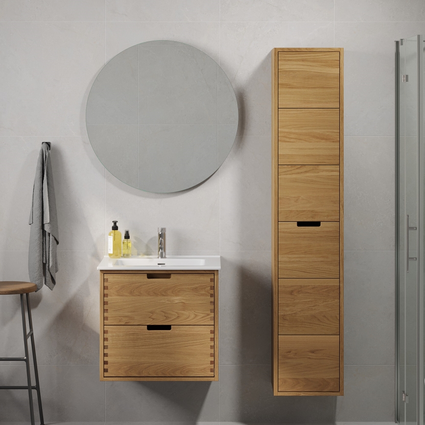 GRIBSKOV 60 cm Bathroom vanity with basin, Beige/Oak/White