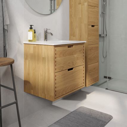 GRIBSKOV 60 cm Bathroom vanity with basin, Beige/Oak/White