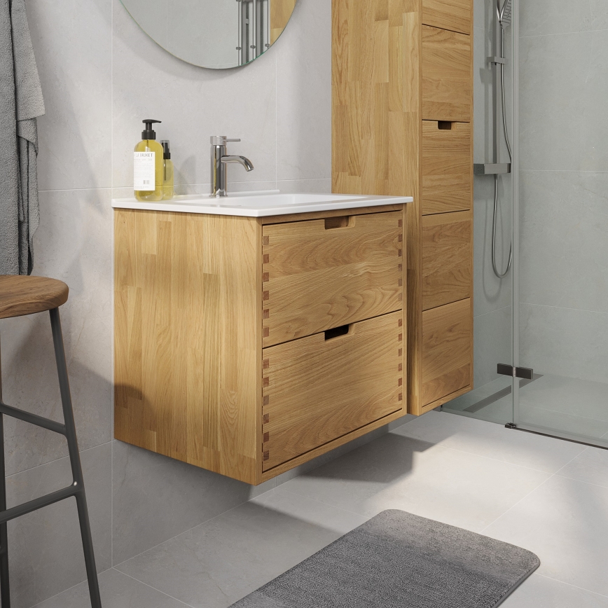 GRIBSKOV 60 cm Bathroom vanity with basin, Beige/Oak/White