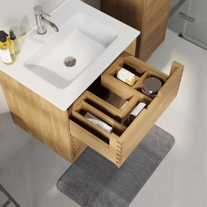 GRIBSKOV 60 cm Bathroom vanity with basin, Beige/Oak/White