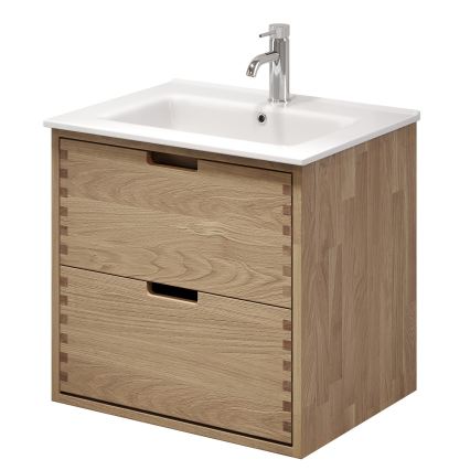 GRIBSKOV 60 cm Bathroom vanity with basin, Beige/Oak/White