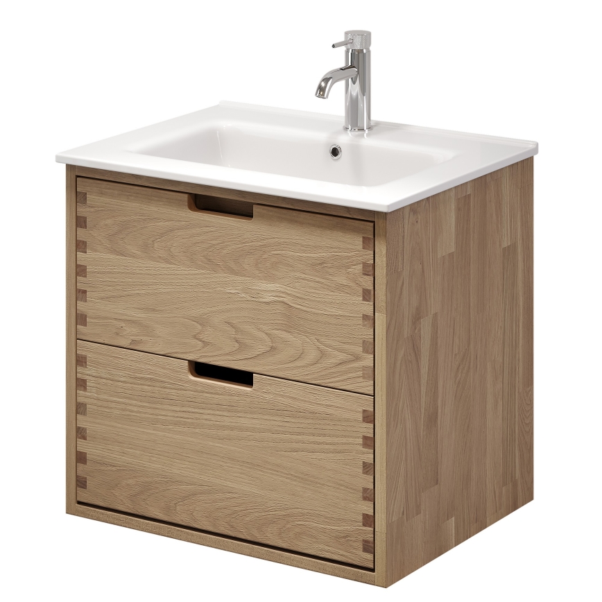 GRIBSKOV 60 cm Bathroom vanity with basin, Beige/Oak/White