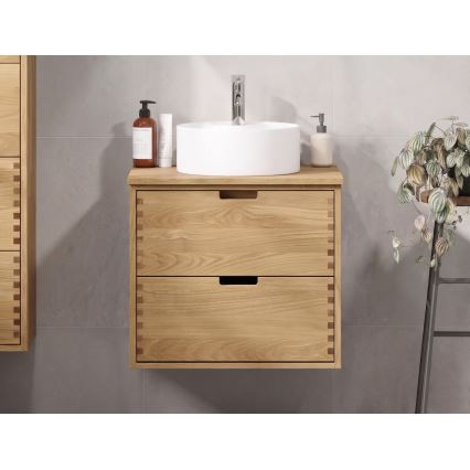 GRIBSKOV 60 cm Under-Sink Bathroom Cabinet – Beige/Oak