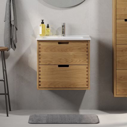 GRIBSKOV 60 cm Under-Sink Bathroom Cabinet – Beige/Oak