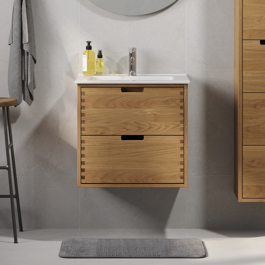GRIBSKOV 60 cm Under-Sink Bathroom Cabinet – Beige/Oak