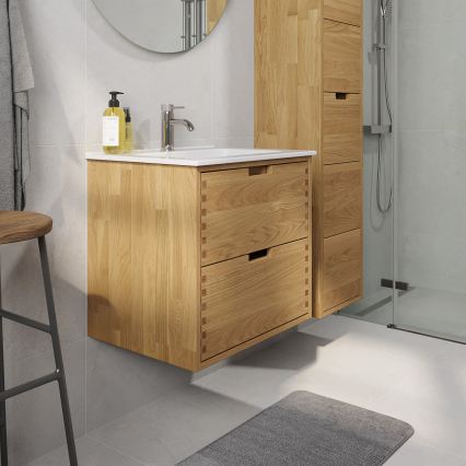GRIBSKOV 60 cm Under-Sink Bathroom Cabinet – Beige/Oak