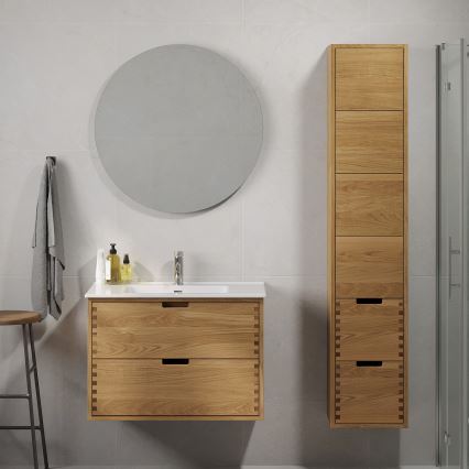 GRIBSKOV 80 cm bathroom vanity with sink, beige/oak/white