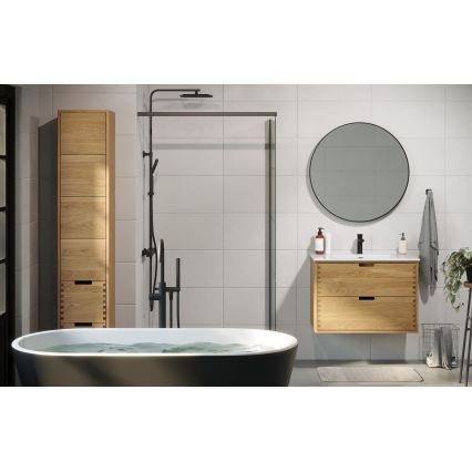 GRIBSKOV 80 cm bathroom vanity with sink, beige/oak/white