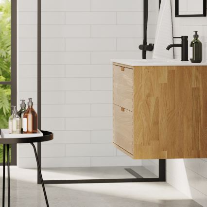 GRIBSKOV 80 cm bathroom vanity with sink, beige/oak/white