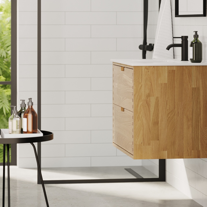 GRIBSKOV 80 cm bathroom vanity with sink, beige/oak/white
