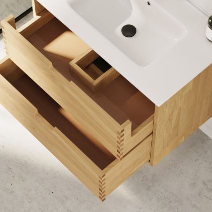 GRIBSKOV 80 cm bathroom vanity with sink, beige/oak/white