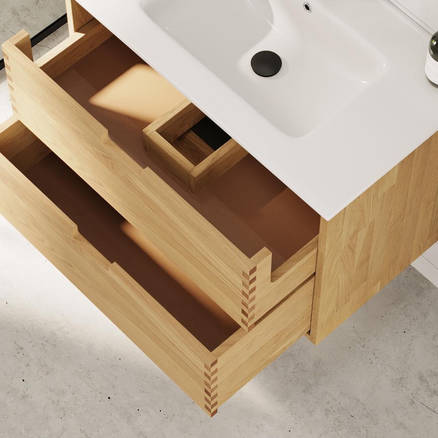 GRIBSKOV 80 cm bathroom vanity with sink, beige/oak/white