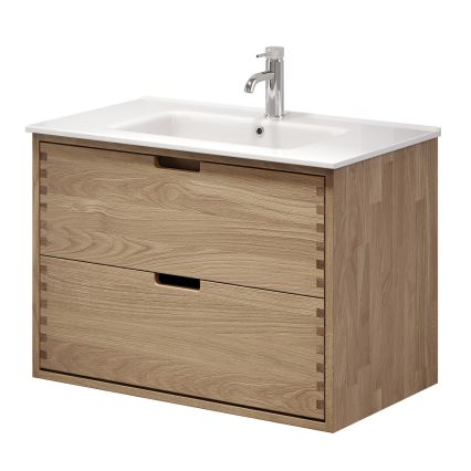 GRIBSKOV 80 cm bathroom vanity with sink, beige/oak/white