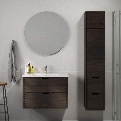 GRIBSKOV 80 cm bathroom vanity with sink, brown/oak/white