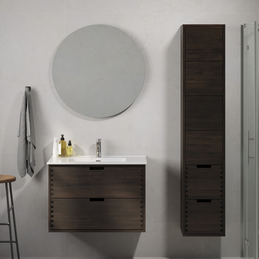 GRIBSKOV 80 cm bathroom vanity with sink, brown/oak/white