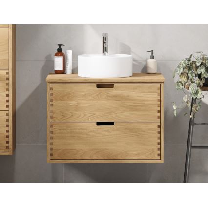 GRIBSKOV 80 cm Under-sink Bathroom Cabinet, Beige/Oak