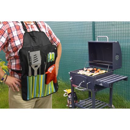 Grilling utensils stainless steel 7 pcs + apron