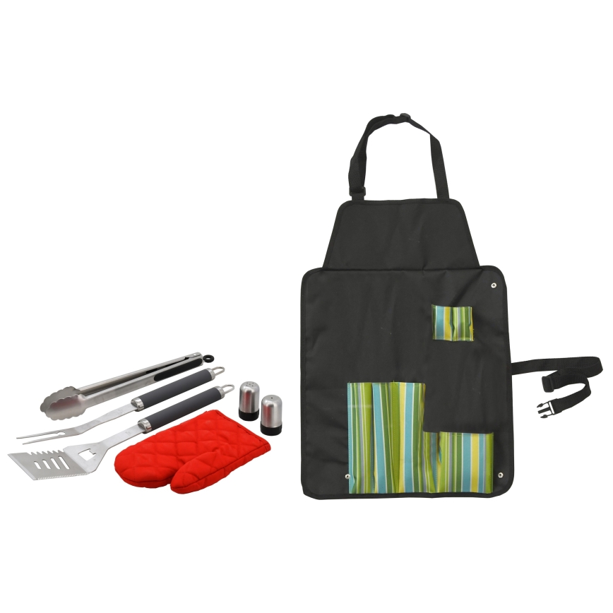 Grilling utensils stainless steel 7 pcs + apron