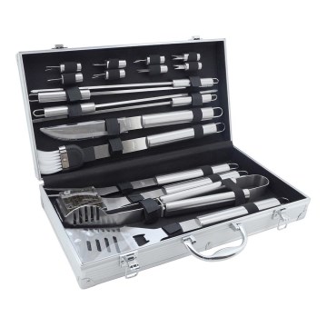 Grilling utensils stainless steel with a case 18 pcs