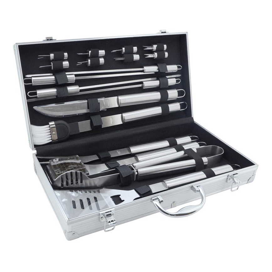 Grilling utensils stainless steel with a case 18 pcs