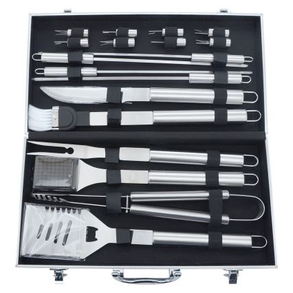 Grilling utensils stainless steel with a case 18 pcs