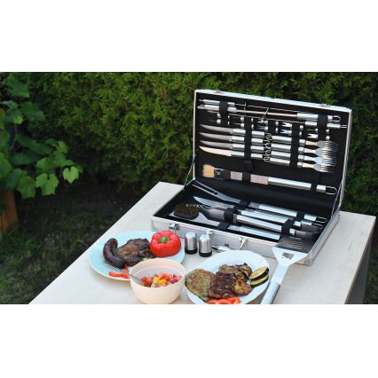 Grilling utensils stainless steel with case 30 pcs