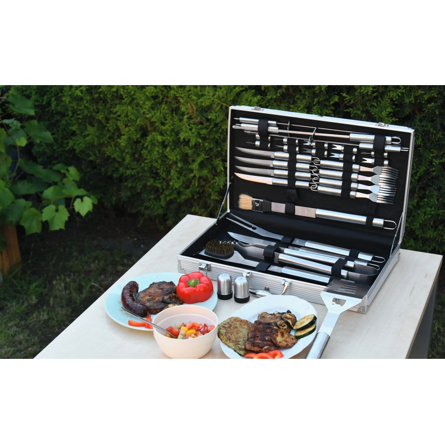 Grilling utensils stainless steel with case 30 pcs