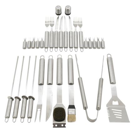 Grilling utensils stainless steel with case 30 pcs