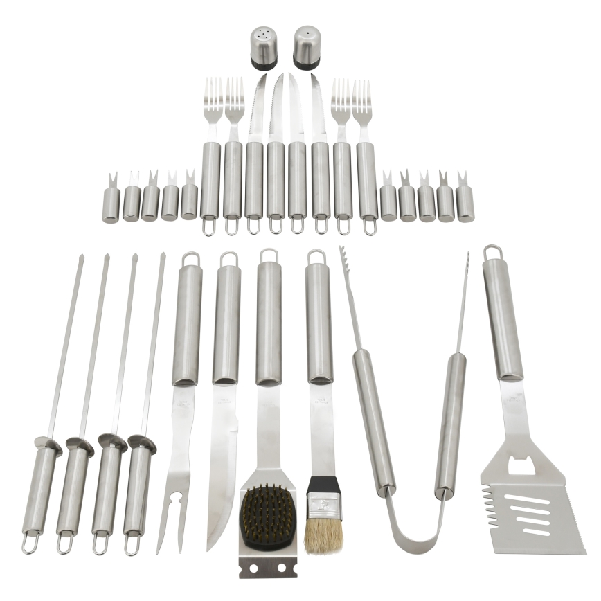 Grilling utensils stainless steel with case 30 pcs