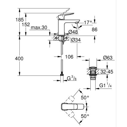 GROHE 1018572430 - DICE S Basin Mixer, Black