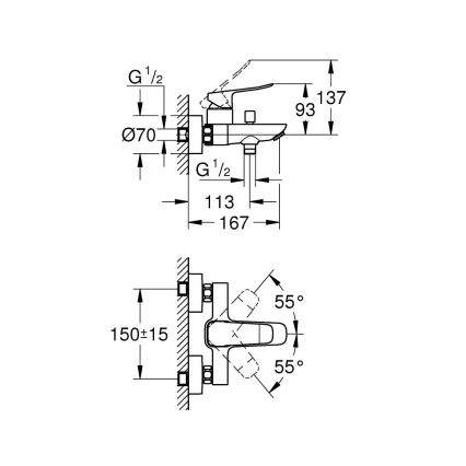 GROHE 1018720000 - DICE Bath Mixer, Polished Chrome