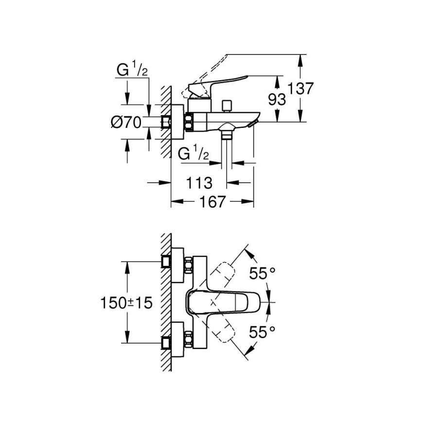 GROHE 1018722430 - DICE Bathtub Mixer, Black