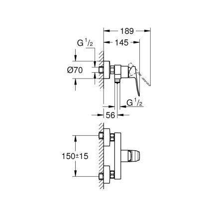 GROHE 1018740000 - DICE Shower Mixer Tap, Polished Chrome
