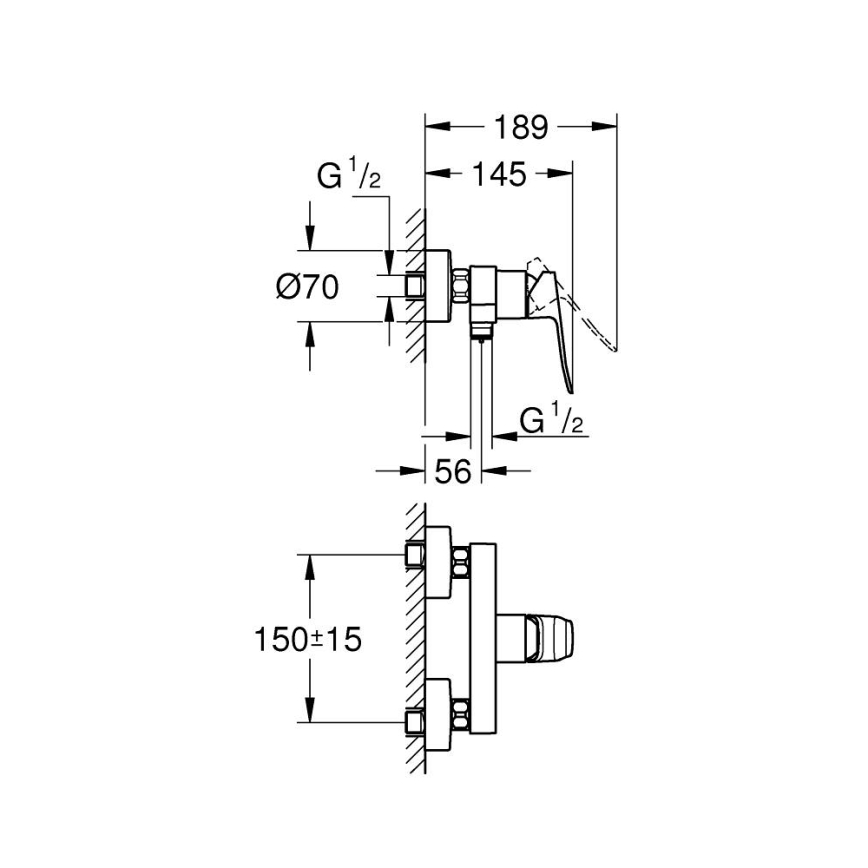 GROHE 1018742430 - DICE Shower Mixer, Black