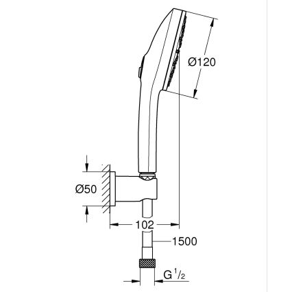 GROHE 134865DC00 - VITALIO JOY+ 120 mm shower set, matte chrome