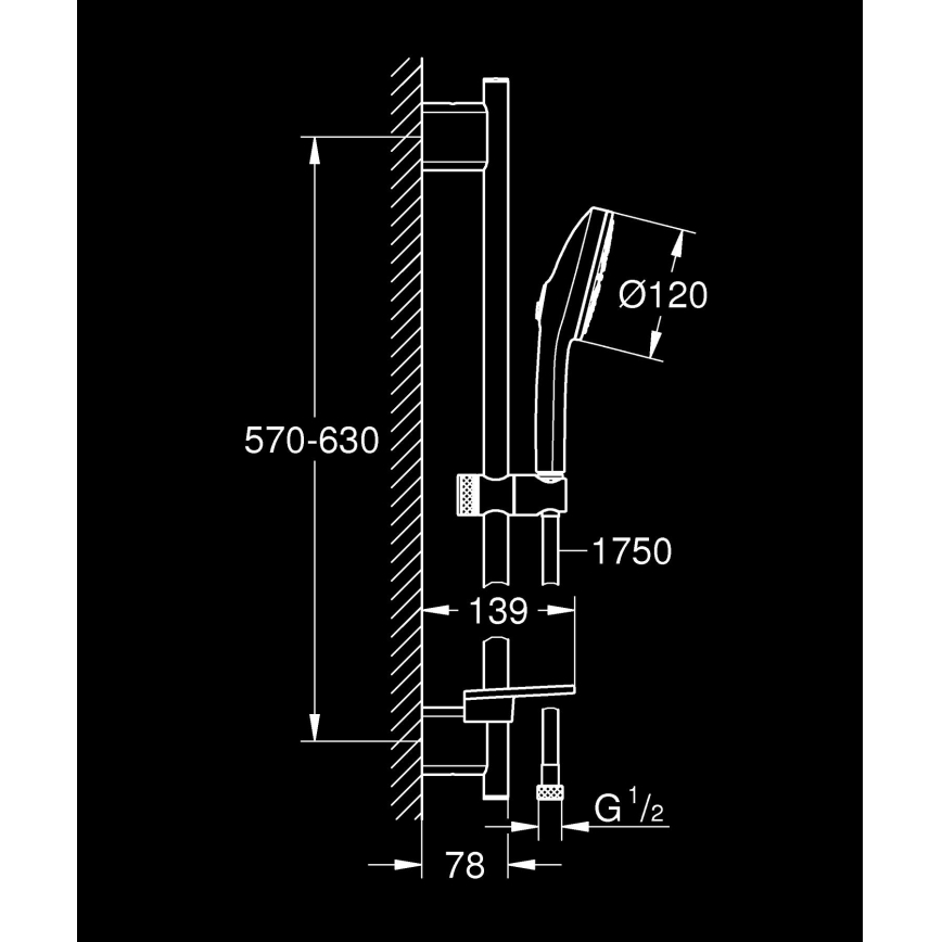 GROHE 134866DC00 - VITALIO JOY+ 120 mm Shower Set, Matte Chrome