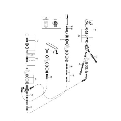 GROHE 19577001 - LINEARE four-hole bath mixer set, polished chrome