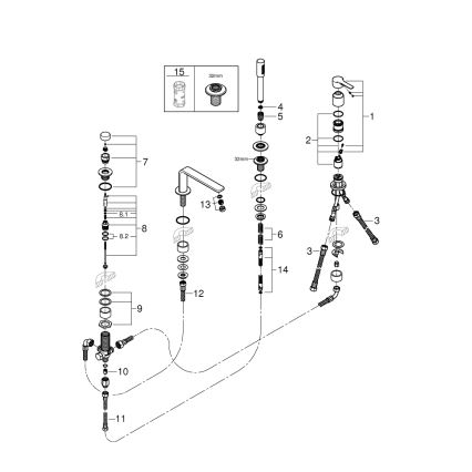 GROHE 19577001 - LINEARE four-hole bath mixer set, polished chrome
