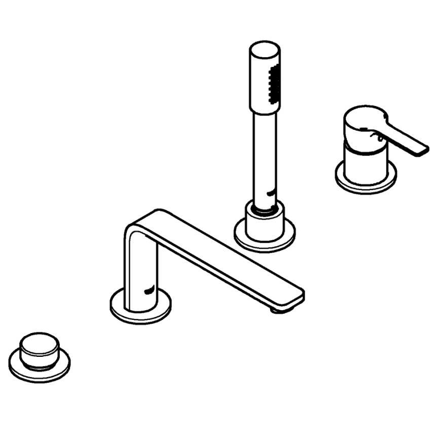 GROHE 19577001 - LINEARE four-hole bath mixer set, polished chrome