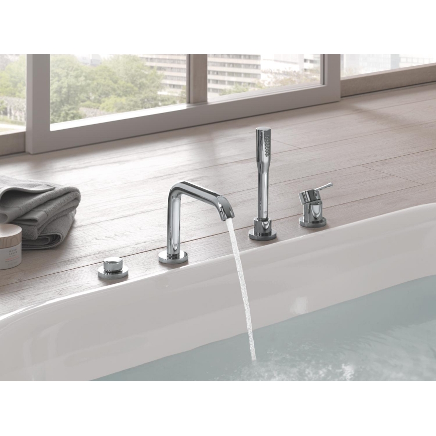 GROHE 19578001 - ESSENCE 197 mm 4-hole bath mixer set, polished chrome finish