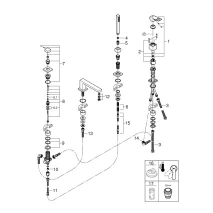 GROHE 19897001 - EUROCUBE 4-hole bath mixer, polished chrome