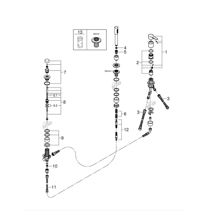 GROHE 19965001 - LINEARE three-hole bath mixer, polished chrome