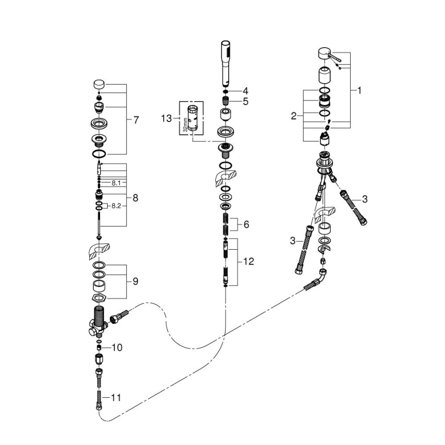 GROHE 19976001 - ESSENCE Three-Hole Bath Mixer, Polished Chrome